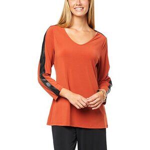 New! Shavonne Dorsey Leather Insert Top- Terracotta Orange